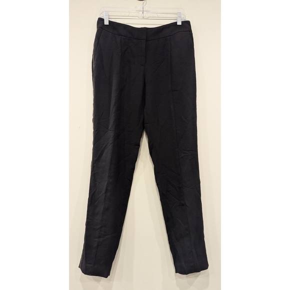 Lafayette 148 Black Viscose Cotton Blend Pants Gold Seam Stripe Size 4 - Picture 1 of 7
